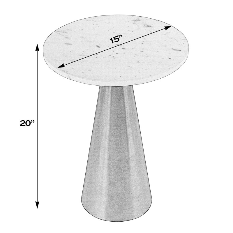 15 in. W Round Marble and Metal Side Table