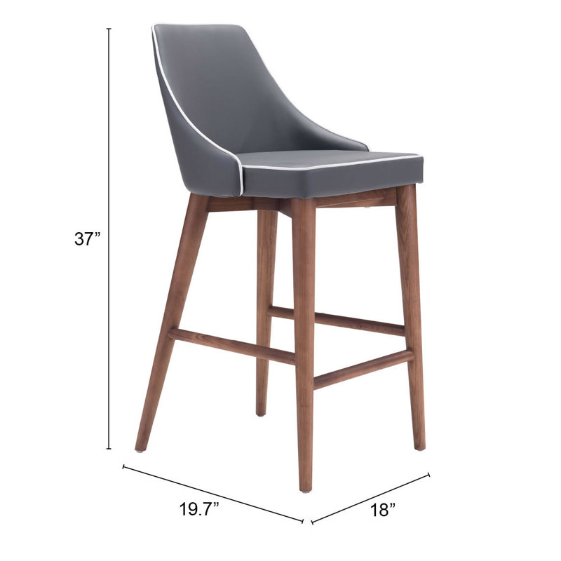 Tabouret de comptoir Moor gris foncé, Tabouret de comptoir (siège d'une hauteur de 26 p, Gris foncé