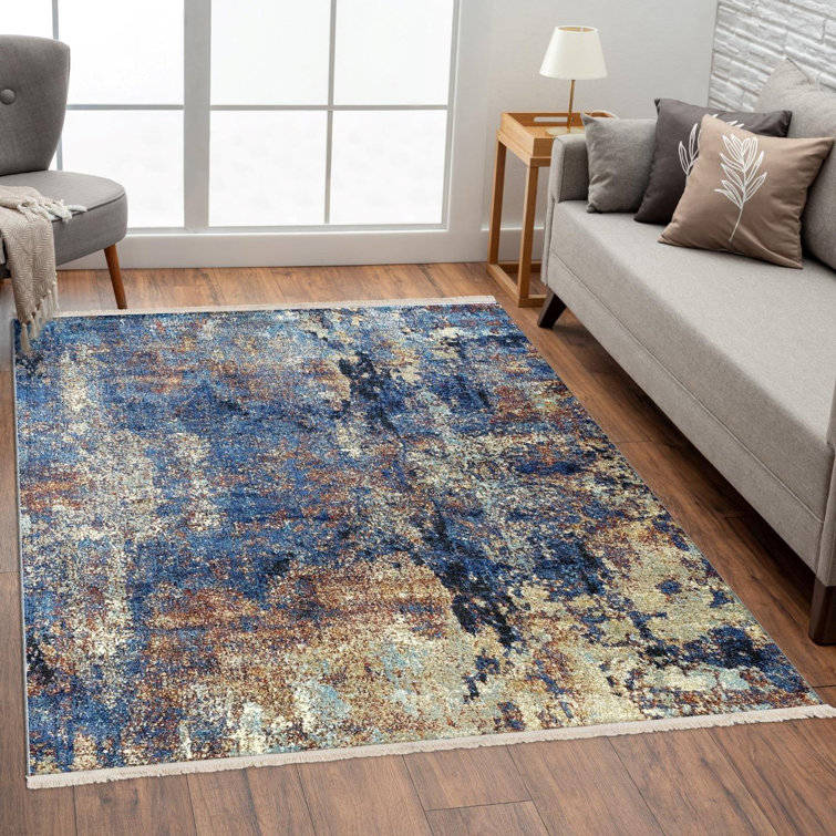 Modern Fringed Abstract Area Rug