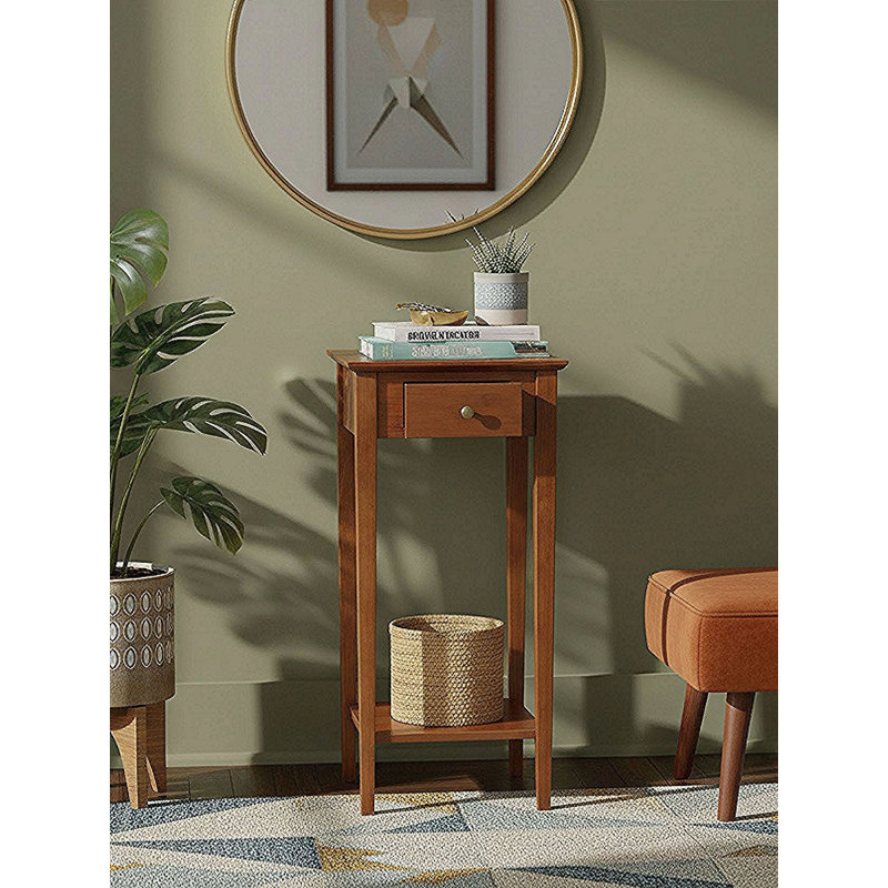 Table de bout en bois massif avec rangement Amreece, Acajou