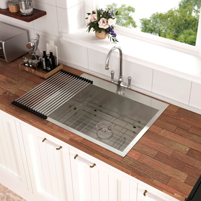 25X22X9 Inch Kitchen Sink Drop In 16 Gauge Stainless Steel 25" Single Bowl Topmount Kitchen Sink Basin