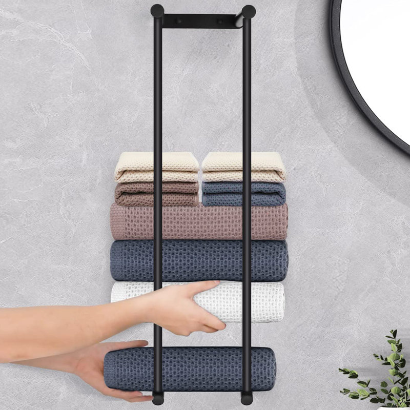 Tishkevich 2 Wall Mounted Required Towel Rack, Black