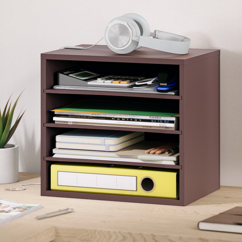 Reagan 4 Tier Paper and File Organizer with Removable Shelve, Espresso