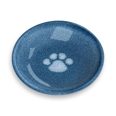 Soucoupe pour animal de compagnie en mélamine réactive Paw Print - 0,75 tasse - bleu sarcelle