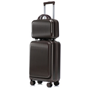 14"/20" 2 pcs/set in ABS Spinner Wheel Luggage, with Combination Lock and Front Opening Design, 14" Cosmetic Case