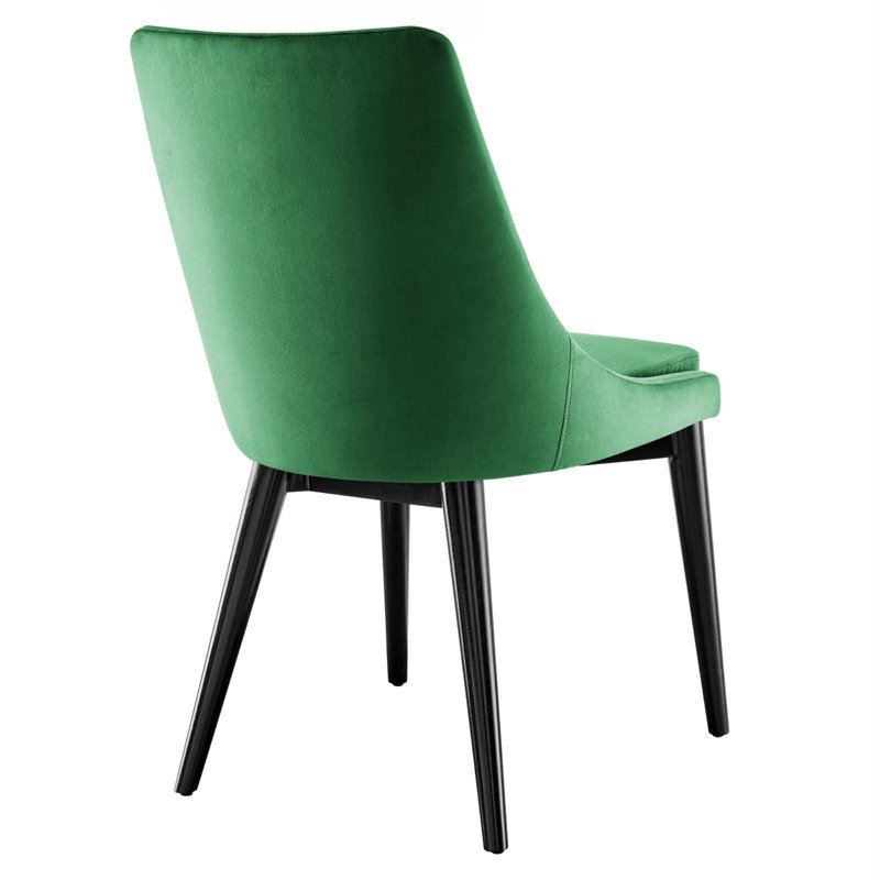 Emerald Velvet Upholstered Side Chair with Wood and Metal Legs