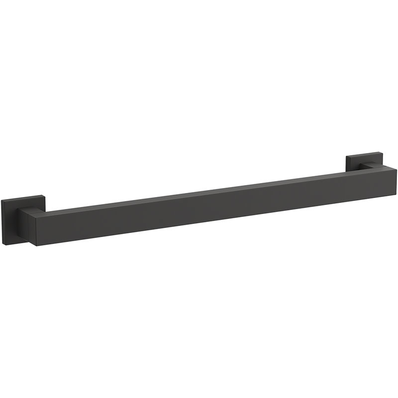 Square Metal Grab Bar for Shower, Bathroom Safety Grab Bar, Tub Rail, Matte Black, 26" W