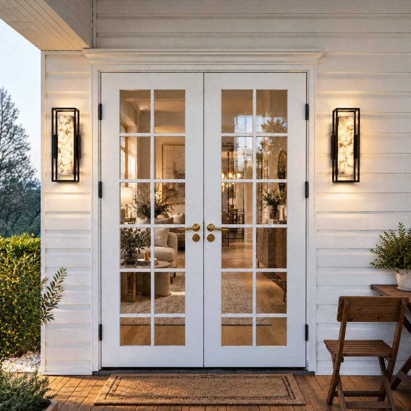18.5" Modern Spanish Alabaster Integrated LED Outdoor Wall Sconce