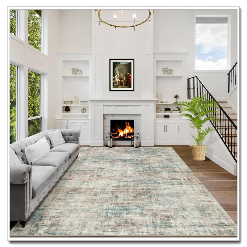 8X10 Washable Area Rug, Large Modern Abstract Soft Anti-Skid Thin Indoor Floor Carpet, Non-Shedding Rug For Living Room Bedroom Dining Room Farmhouse Nursery Home Office, Multi Color