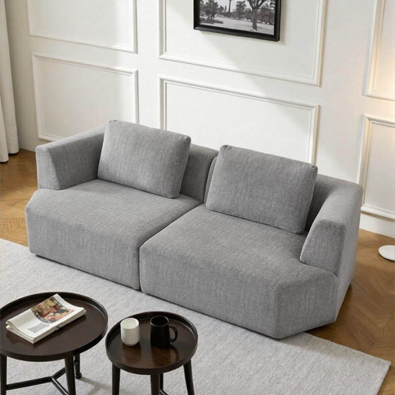 Canapé compressé surdimensionné 3 places - tissu chenille gris, Gris