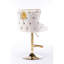 Chaise de bar en velours beige à hauteur ajustable, charisme à dossier en losange, coussin éponge Delight, ornementation de tête de lion d'or grandiose, robustesse des pieds dorés électrolytiques, tabouret de chaise de protection antidérapant-84556547