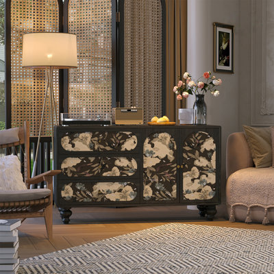 Elegant Pine Wood Sideboard with Storage