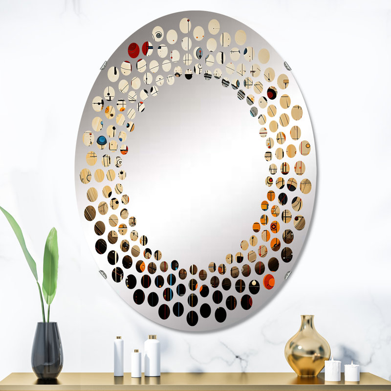 Symbole des Amérindiens interconnectés - miroir mural à pois - MIR117027-Ovale, L 24 po x H 36 po