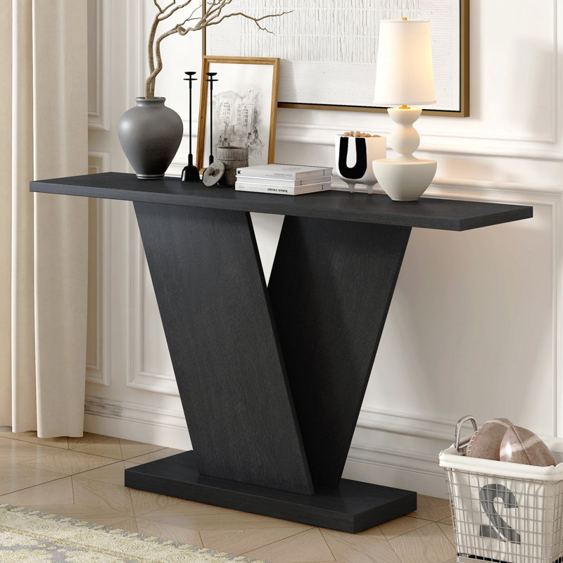 Console, base en V en placage de bois naturel pour une polyvalence classique, parfaite pour exposer vos articles préférés, assemblage facile