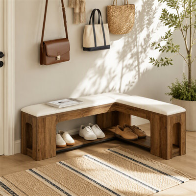 Banc de coin en L, banc de salle à manger de ferme avec coussin de siège amovible