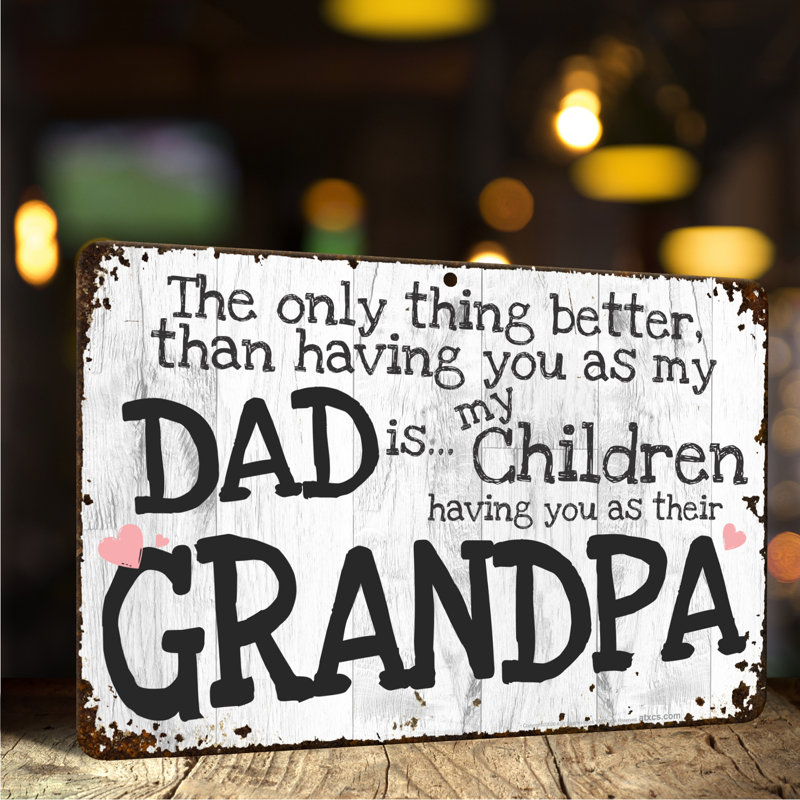Modern Rectangular Aluminum Dad and Grandpa Sign