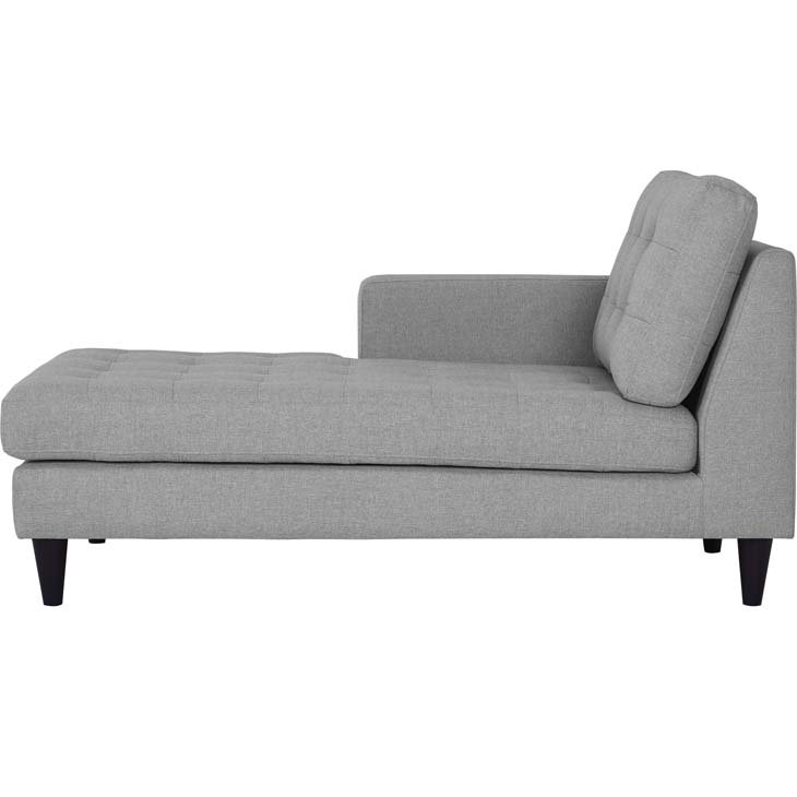 Méridienne Modway Carson Carrington Humlebaek, Velours gris clair, Accoudoir à gauche (vu de face)