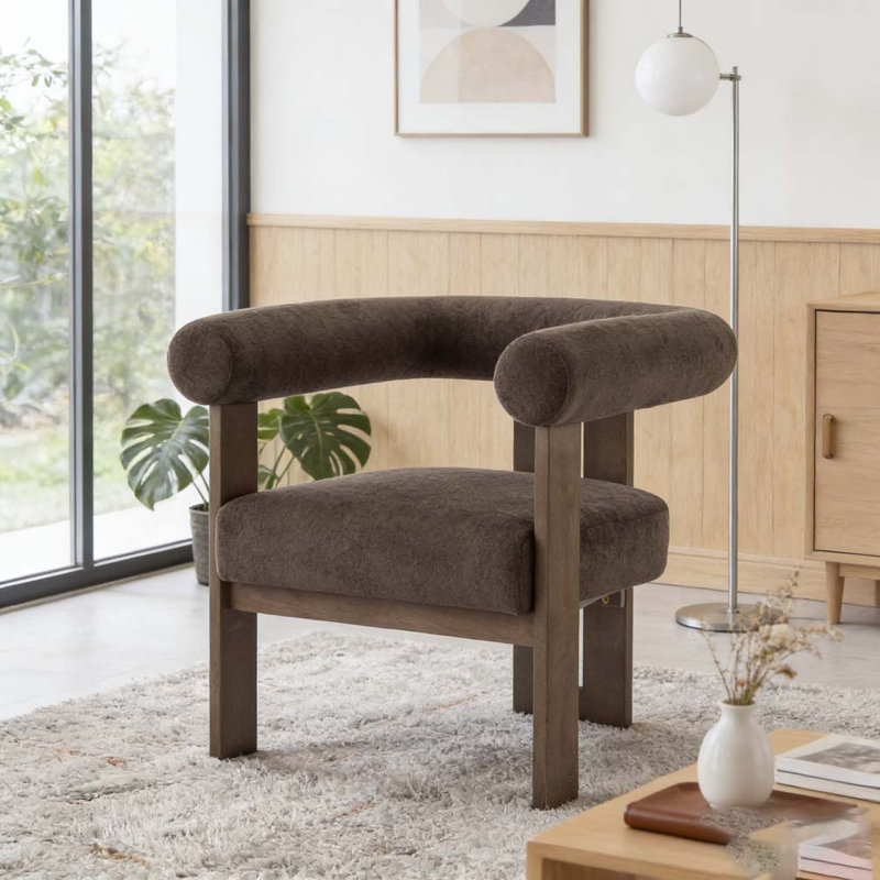 Modern  Arm Accent Chair, Dark Brown