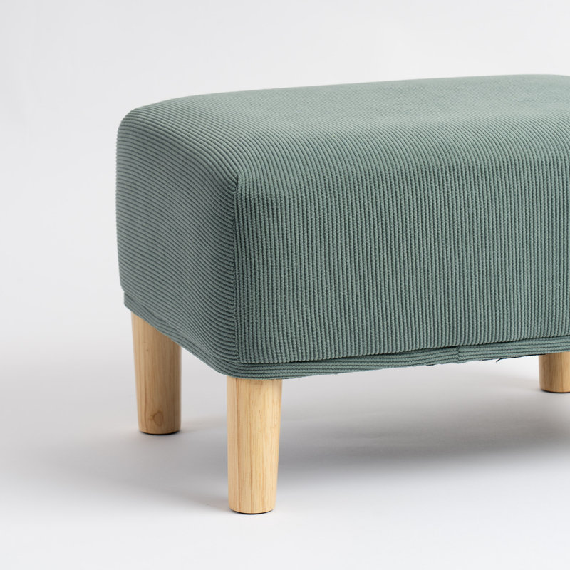 Cord Foot Stool, Natural Wood, Teal