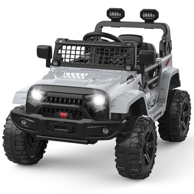 Voiture électrique tout-terrain pour enfants de 3 à 6 ans, avec batterie 12 V 4,5 Ah, deux moteurs de 35 W, 4 roues, pneus à chevrons, grise. Parfait pour les enfants de 3 à 6 ans. Couleur : gris.