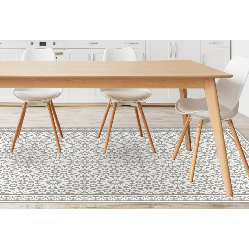 Vinyl Machine Printed Area Rug, Rectangle 3'3.4" x 4'4.4"