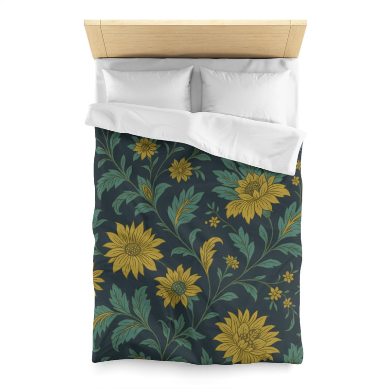 Microfiber Duvet Cover Boho Style, Design 60, White, Twin Duvet Cover