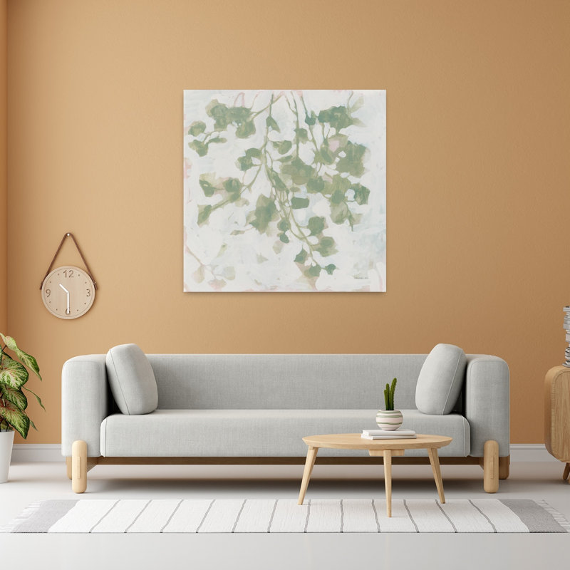 Art contemporain gris dansant avec ombres et branches, H 48 po x l 48 po