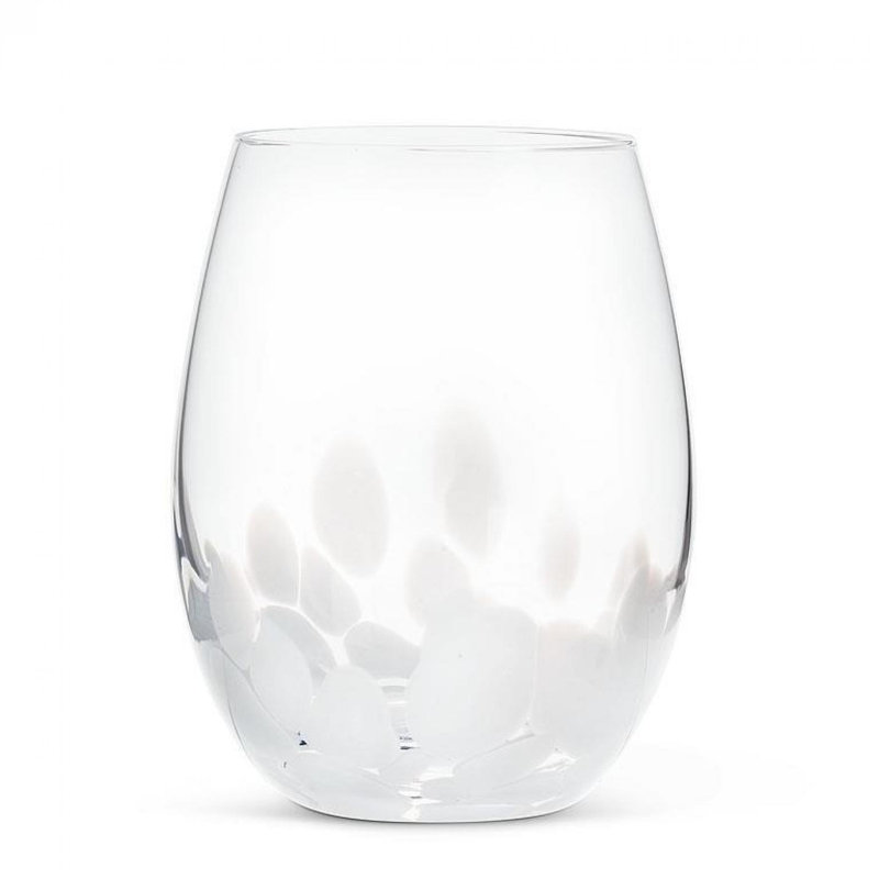 Verre à vin sans pied Fuse Dots, Blanc / transparent