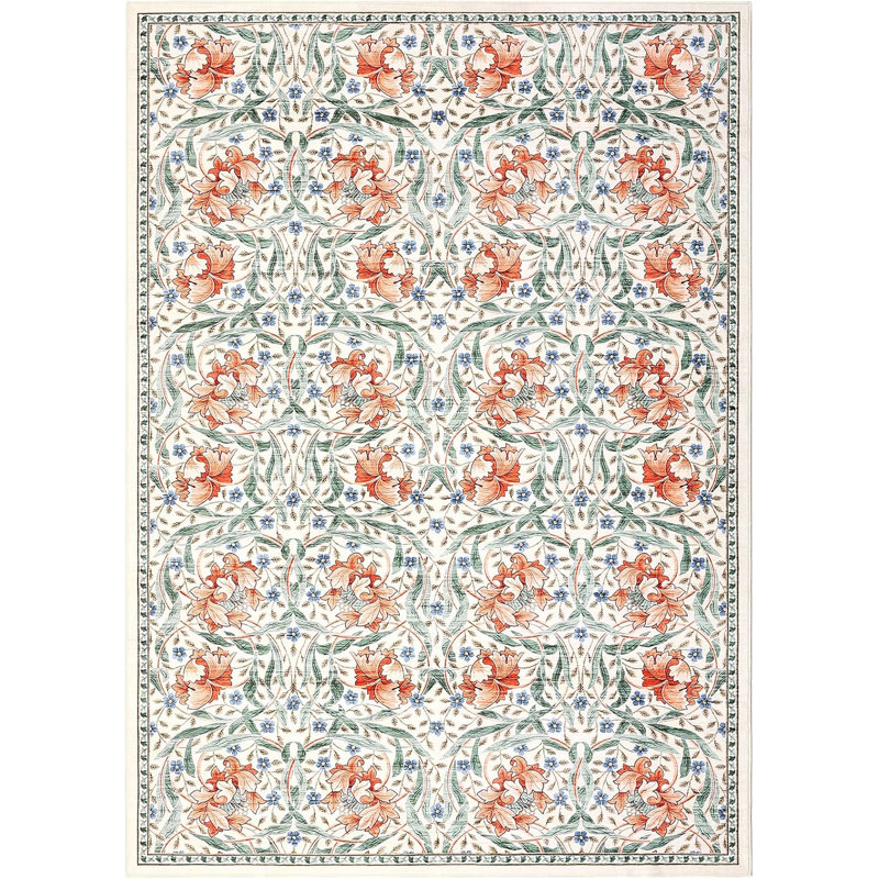 Washable Vintage Floral Hallway Runner Rug, Non-Slip, Stain-Resistant, for Kitchen, Laundry & Bathroom - Black