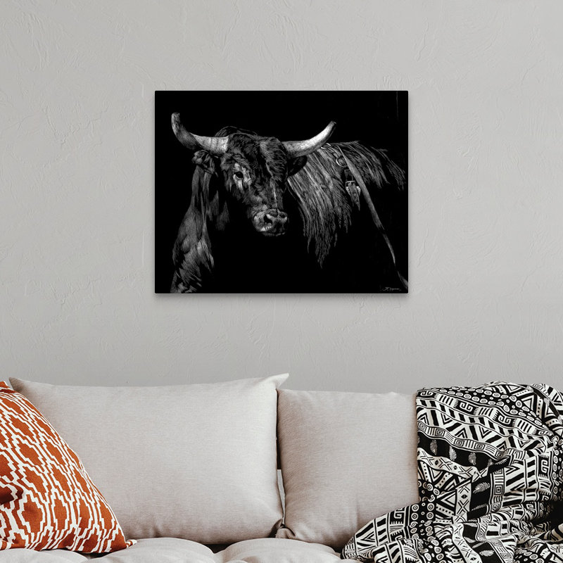 « Bringé Rodeo Bull » par Julie Chapman-impression, H 36 po x l 45 po x P 1,25 po, Toile tendue