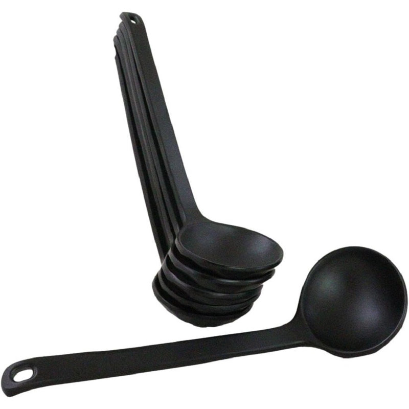 Paquet de 6 cuillères à mélanger striées en mélamine noir mat