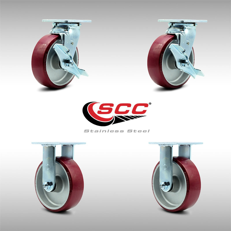 4 Piece Poly on Aluminum Caster Set