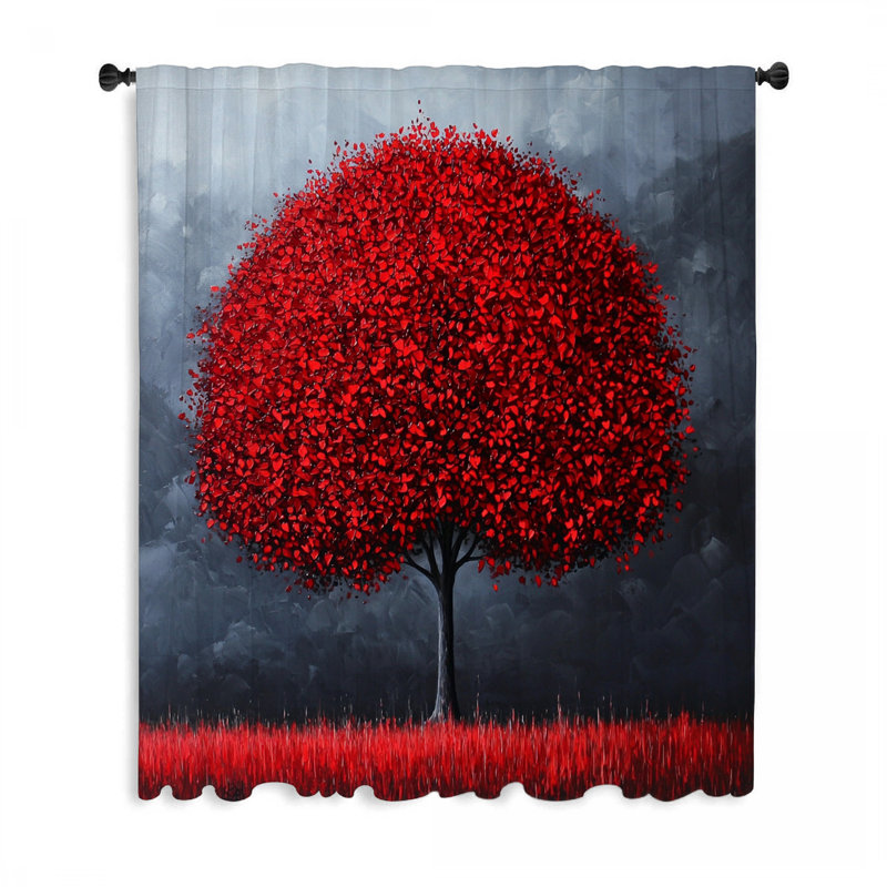Rideaux de fenêtre Red Tree, rideaux transparents et occultant - 1 panneau, L 50 po x L 84 po