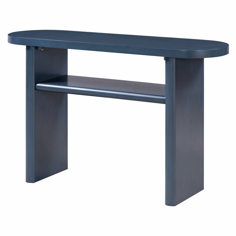 Elegant Minimalist Console Table with Rounded Edges, Navy