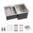 30"L x 20"W Workstation Outdoor Kitchen Sink 16 Gauge Drop-in Double Dowl Kitchen Sink with Cover and 1 Faucet Hole-124197995-124197997