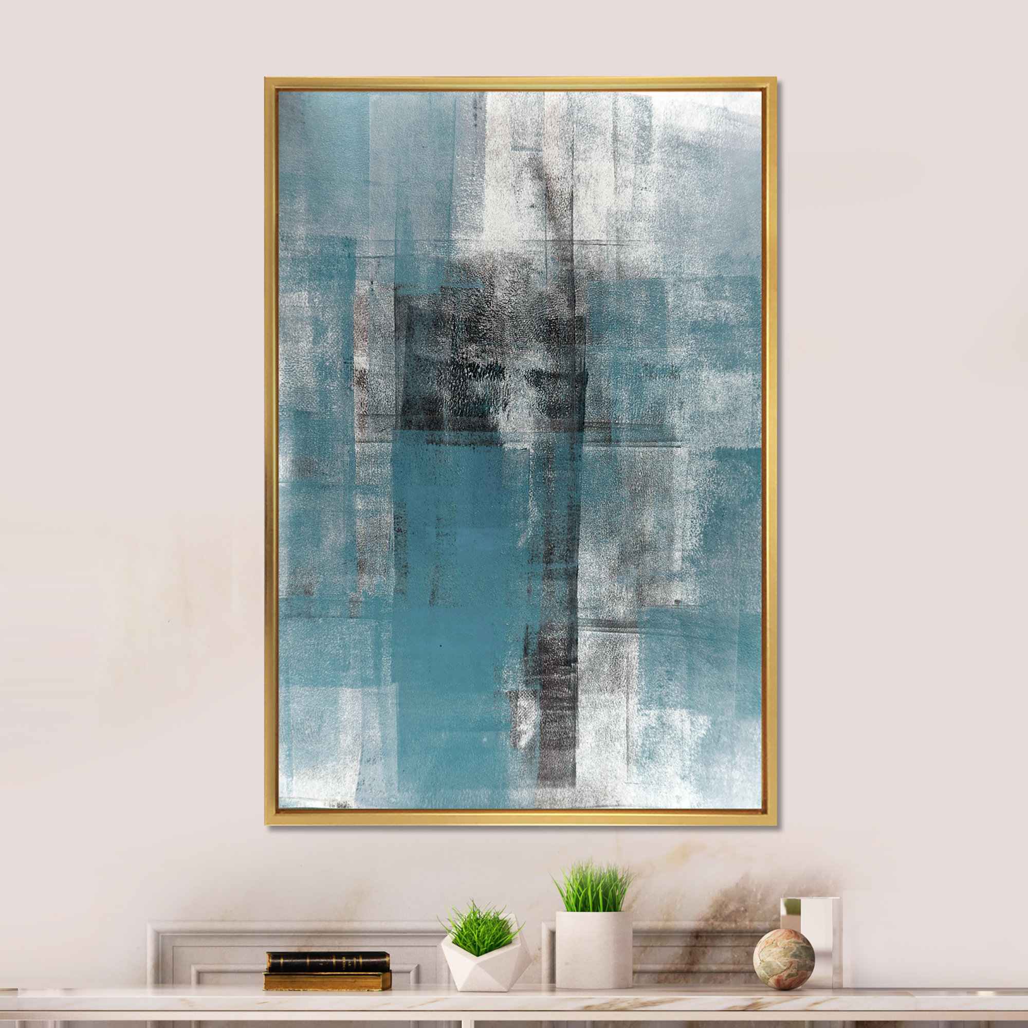 Teal Meets Black Abstract Art