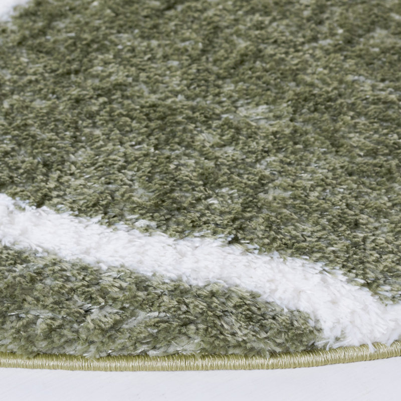 Farhanaz Tahoe Shag Performance Geometric Rug, Round 6'7"