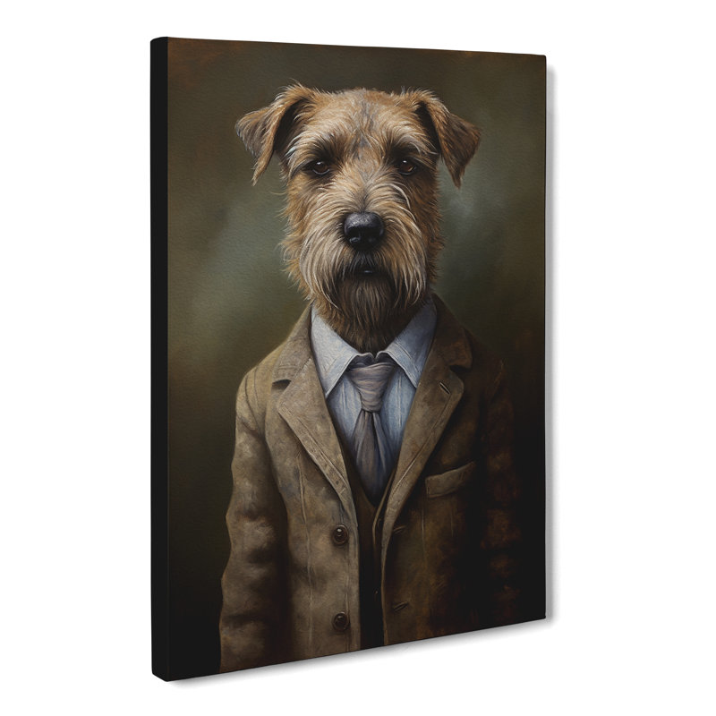 Border Terrier in a Suit Painting No.2 - Wrapped Canvas, 50cm H x 35cm W x 3cm D