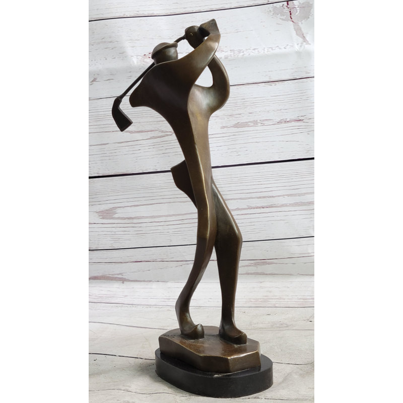 Statue originale signée Milo, golfeur, golf, sculpture moderne, sculpture, art