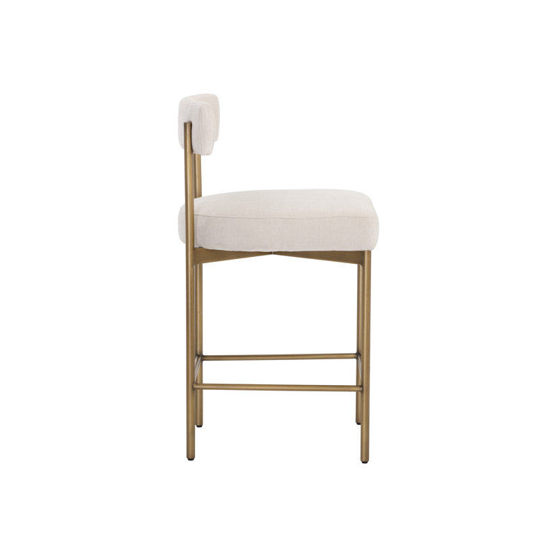 Seneca Upholstered Stool with Metal Frame, White