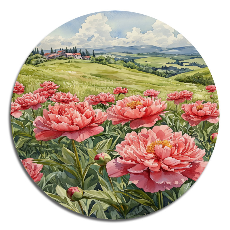 Abilyn - pivoines rondes, impression sur métal, H 16 po x l 16 po