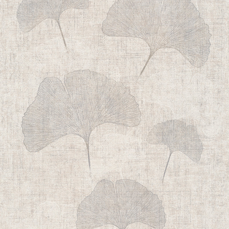 Havana 2 Collection Beige Ginkgo Leaf Design Wallpaper Roll