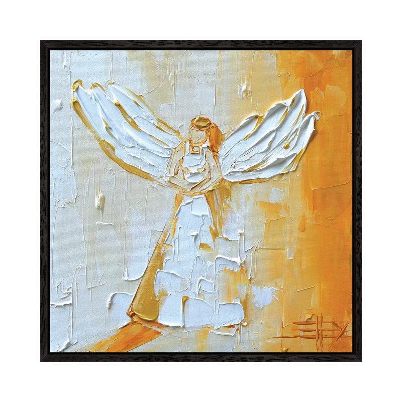 Angel by Lisa Elley - Painting on Canvas, Black Framed, 45.72 cm H x 45.72 cm W