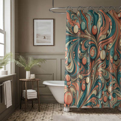Swirled Art Marble - 1 Piece Standard Shower Curtain