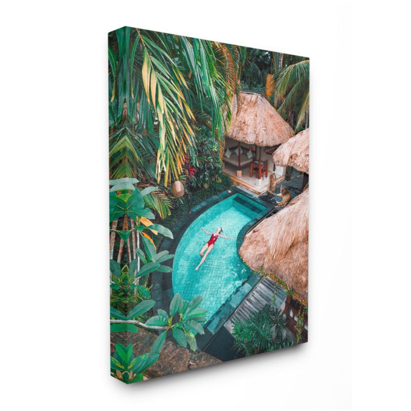 «Femelle dans une piscine tropicale, forêt de tigres» par Ziwei Li - impression, H 40 po x l 30 po, Toile tendue
