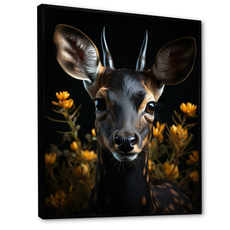 Black Antelope Selfie II - imprimé, H 20 po x l 12 po x P 1 po, Cadre flottant noir