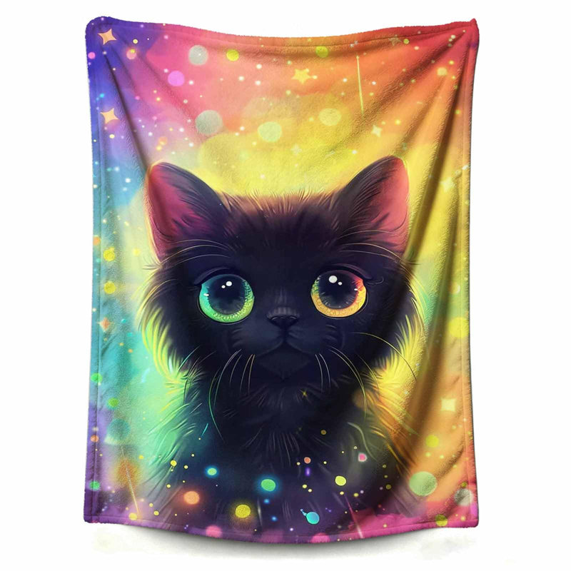 Jeté noir en flanelle arc-en-ciel pour canapé, jeté en velours moelleux et moelleux avec décoration, 50 po x 60 po