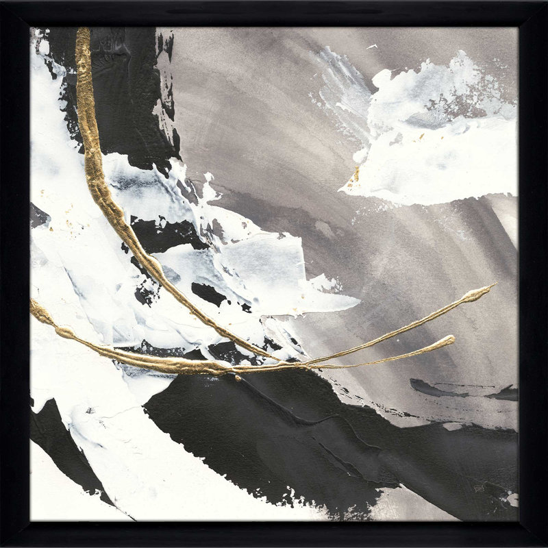 " Gilded Arcs I ", 21.5" H x 21.5" W x 0.75" D, Black Framed
