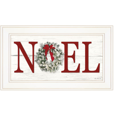 «Christmas Noel» par Lori Deiter, reproduction encadrée prête à accrocher, cadre blanc