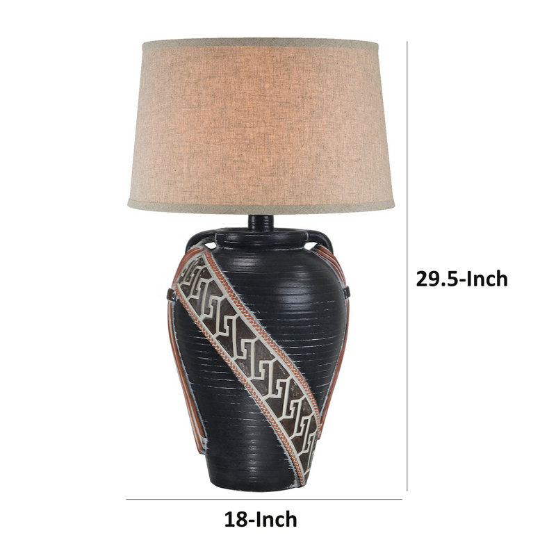 Lampe de table Jesocal 30 ", base urne géométrique, brun foncé Kalesia, Brun, Oui